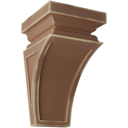 Ekena Millwork 3 1/2"W x 3 3/4"D x 6"H Mini Nevio Wood Vintage Decor Corbel, Weathered Brown CORWD03X03X06NEBR